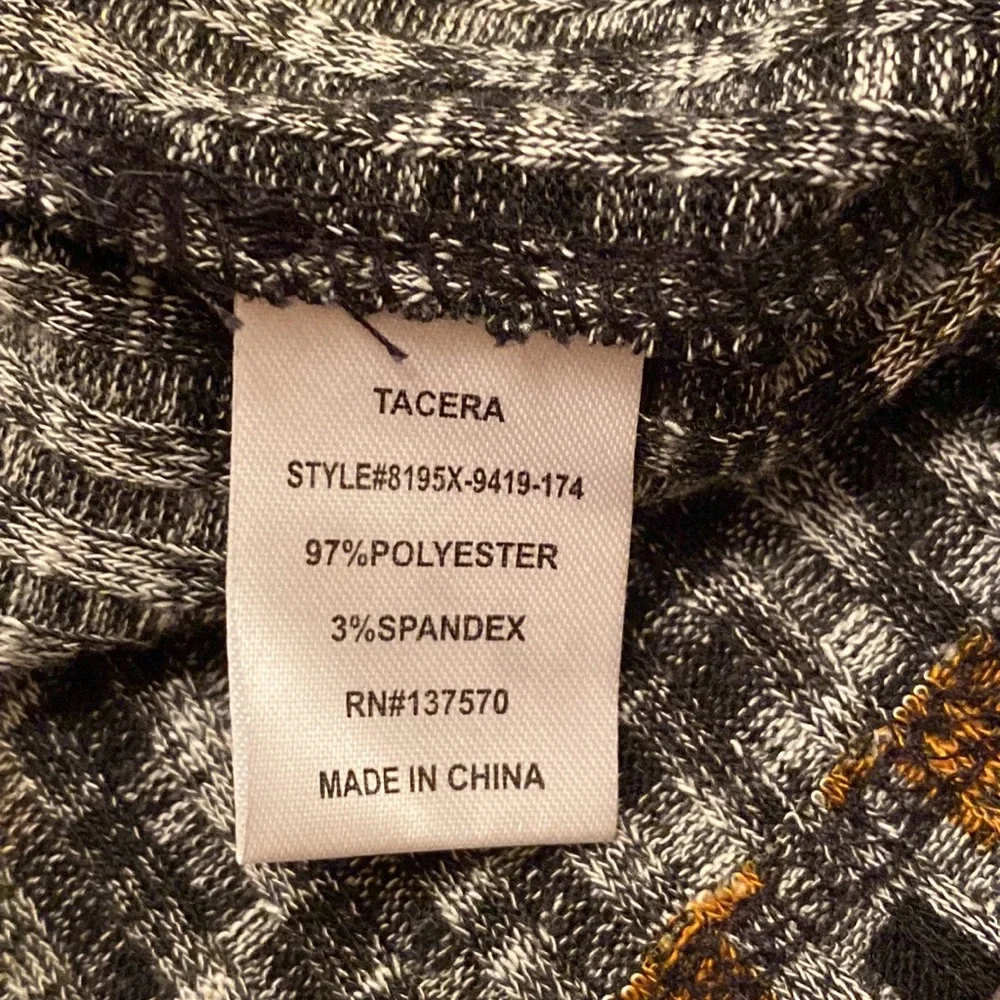 Tacera Black Orange Grey Chevron Print SZ 1X Retro Contemporary Mod Casual Dress